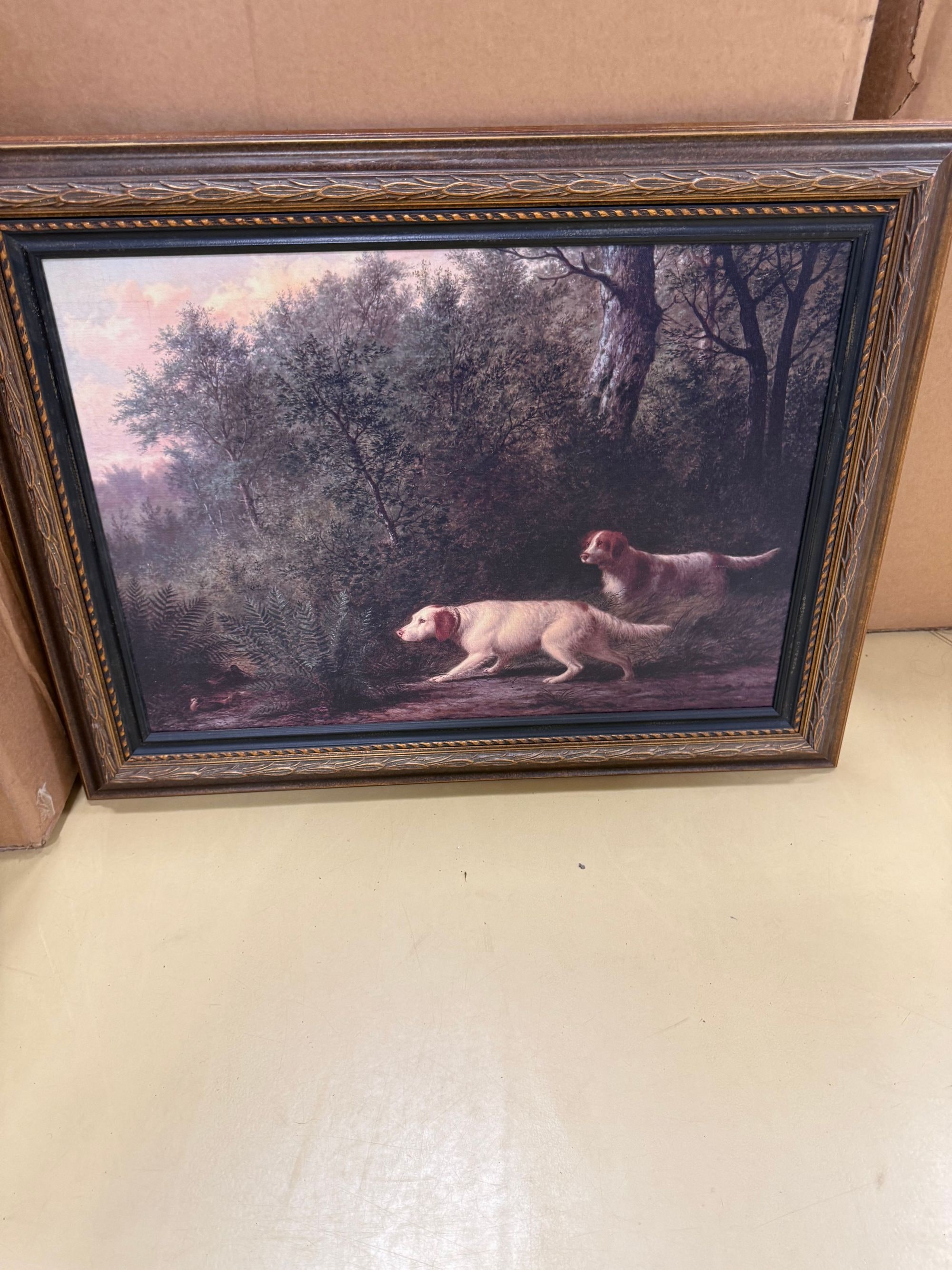 18th Century Portrait of White Poodle in a Landscape Oil Painting
