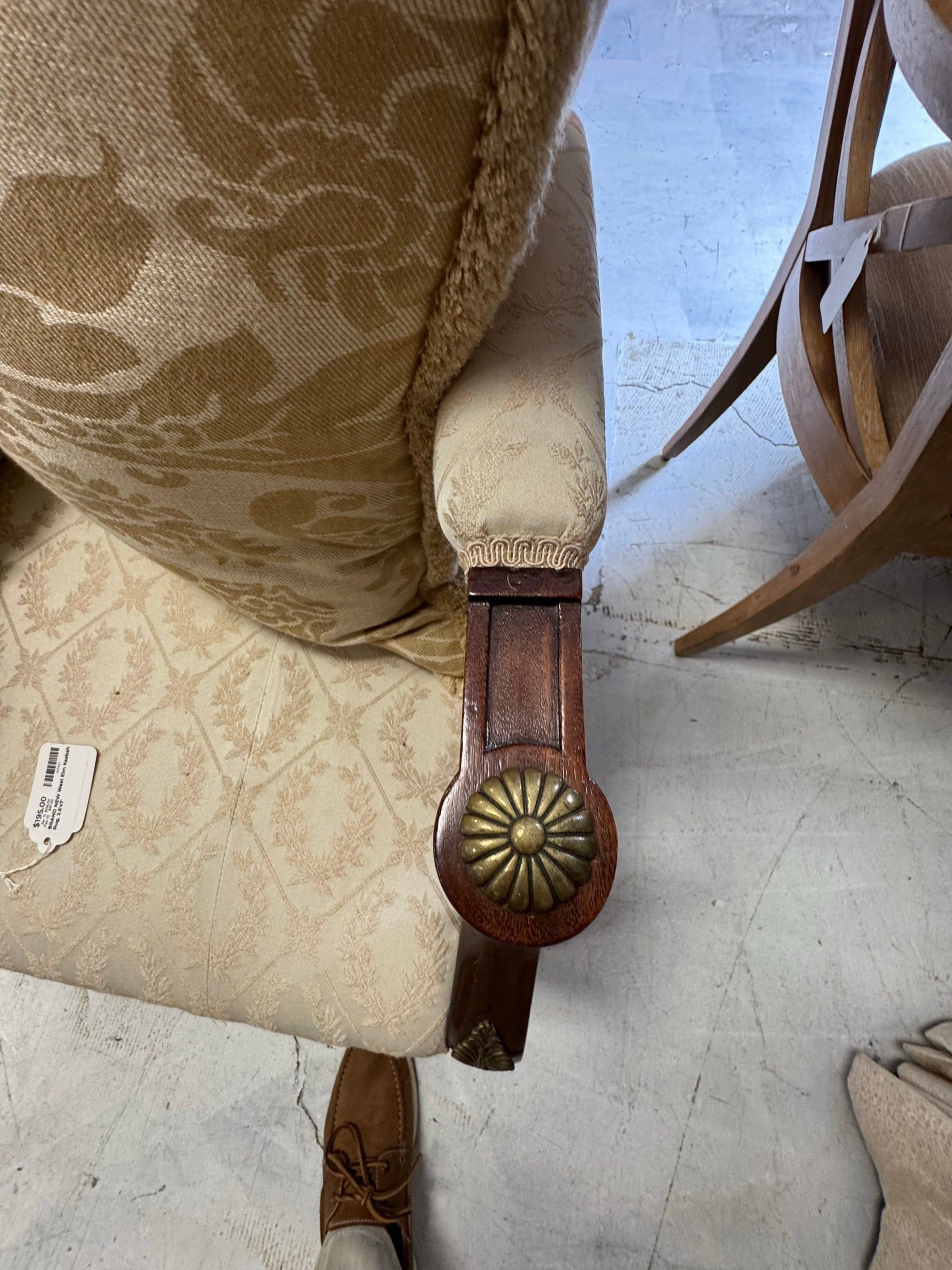 Louis XVI Style Fauteuil Armchair with Brass Rosette Detail