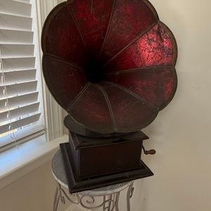 Edison Standard Phonograph with Red Fluted Horn