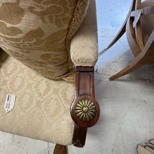 Victorian Style Sofa with Carved Mahogany and Gilt Accents