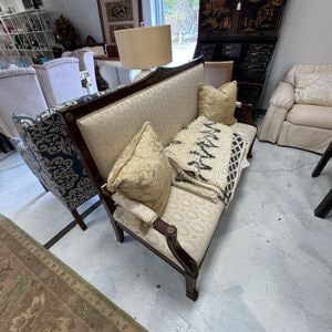 Empire Style Settee with Upholstered Seat and Back