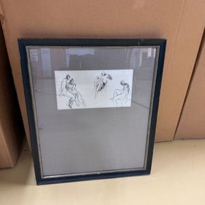 Framed Sketch of Figures by Warren B. Davis