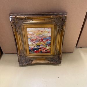 Abstract Impressionist Oil Painting in Ornate Gold Frame
