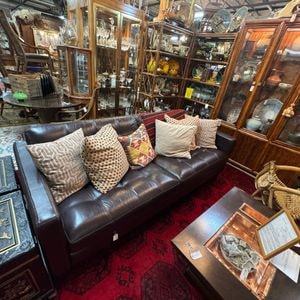 Dark Brown Tufted Leather Sofa
