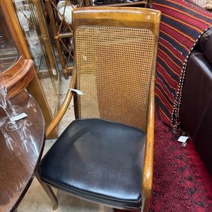 Mid-Century Drexel Heritage Cane Back Armchair with Black Upholstery