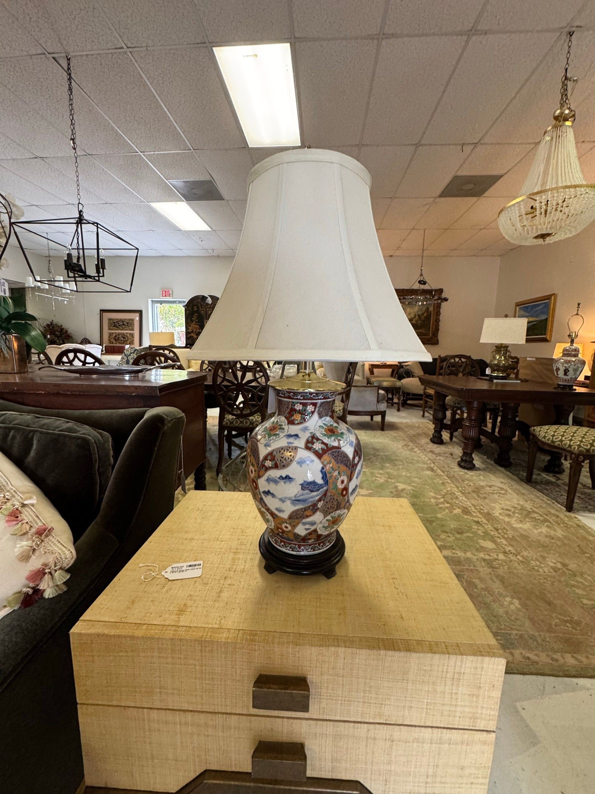 Vintage Japanese Imari Porcelain Table Lamp