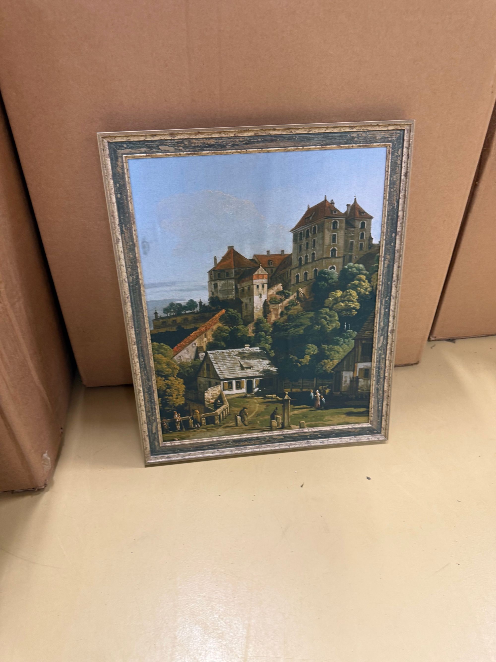 Oil Painting of a German Village Scene with Castle by Pieter Cornelis Steenhouwer