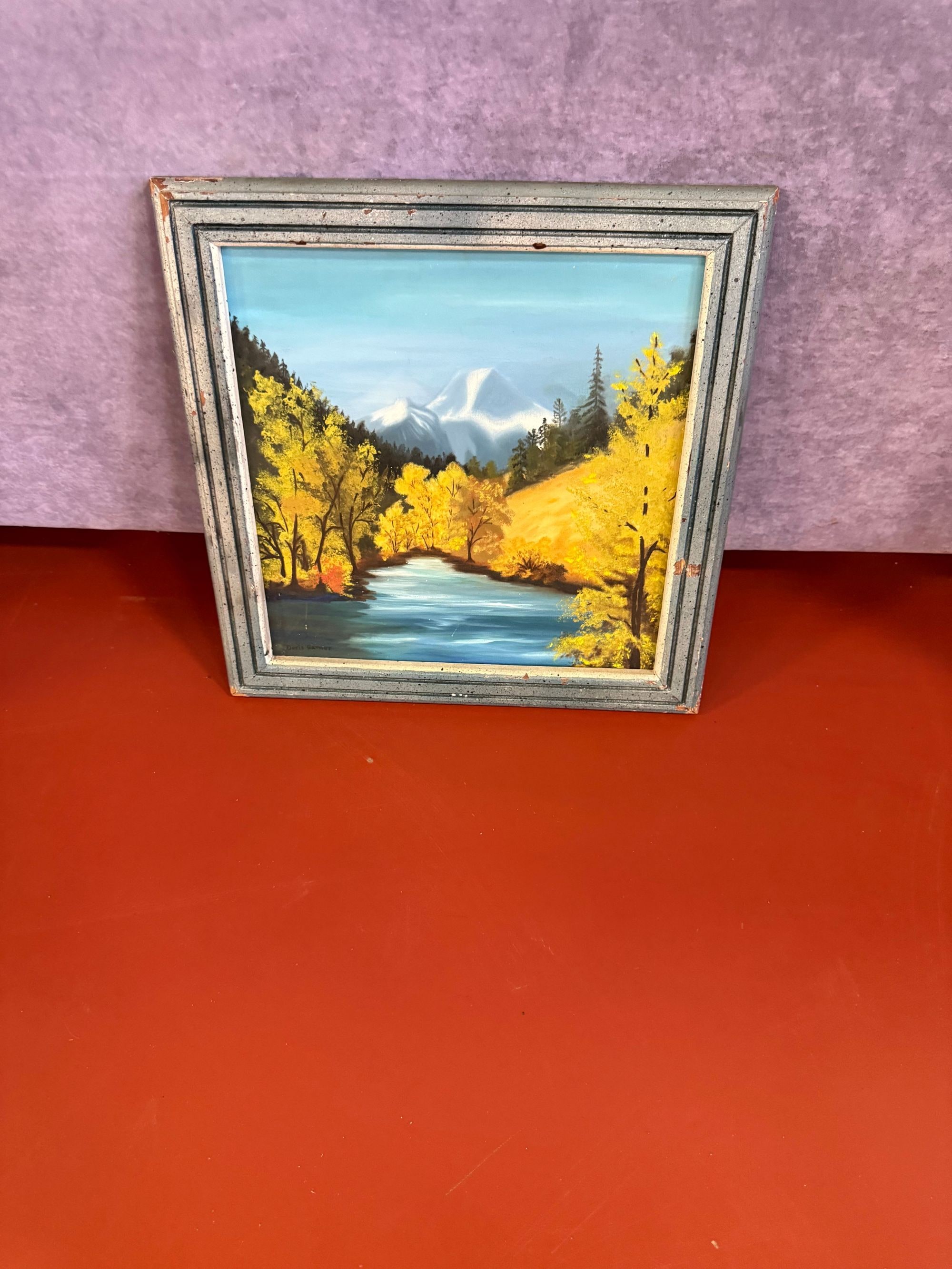 Vintage Landscape Oil Painting "Autumn River"