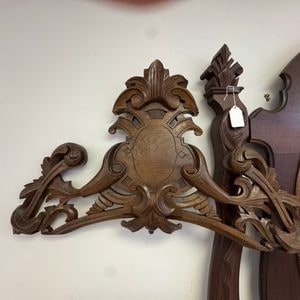 Victorian Walnut Full Size Bed Frame with Carved Headboard and Footboard