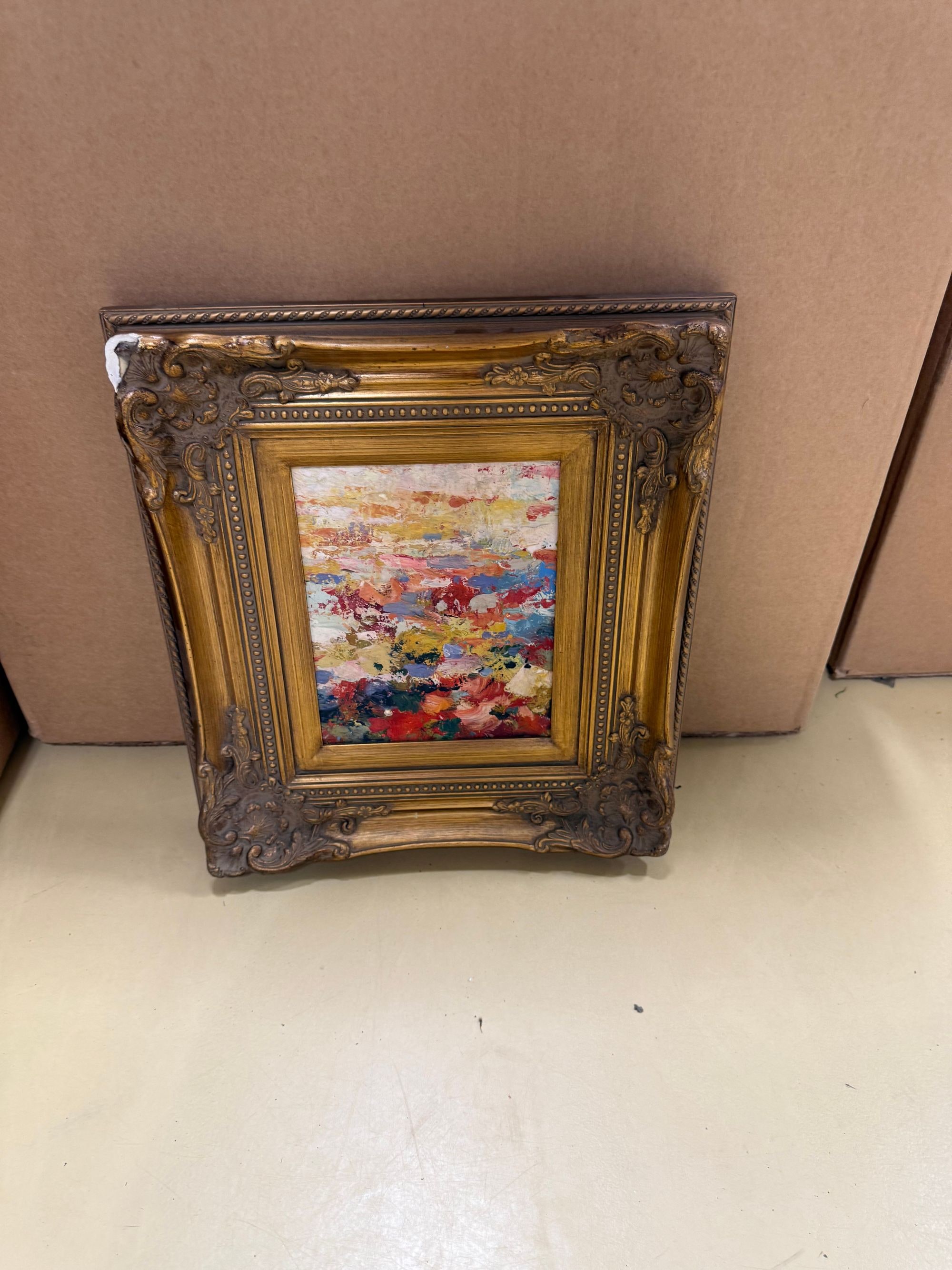 Abstract Oil Painting in Gilt Ornate Frame