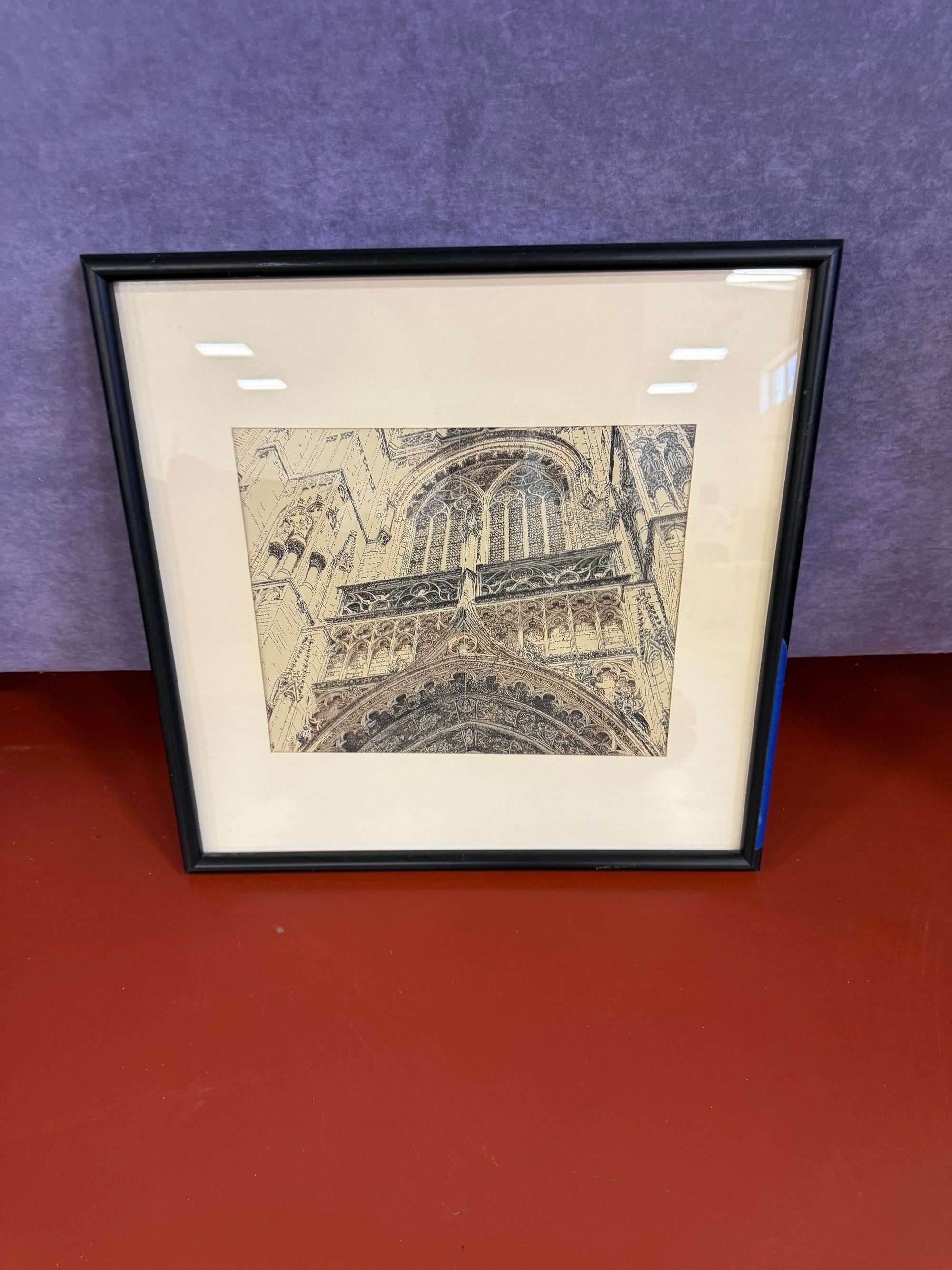 French Cathedral St. Ouen, Rouen Antique Etching 1885