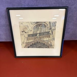 French Cathedral St. Ouen, Rouen Antique Etching 1885